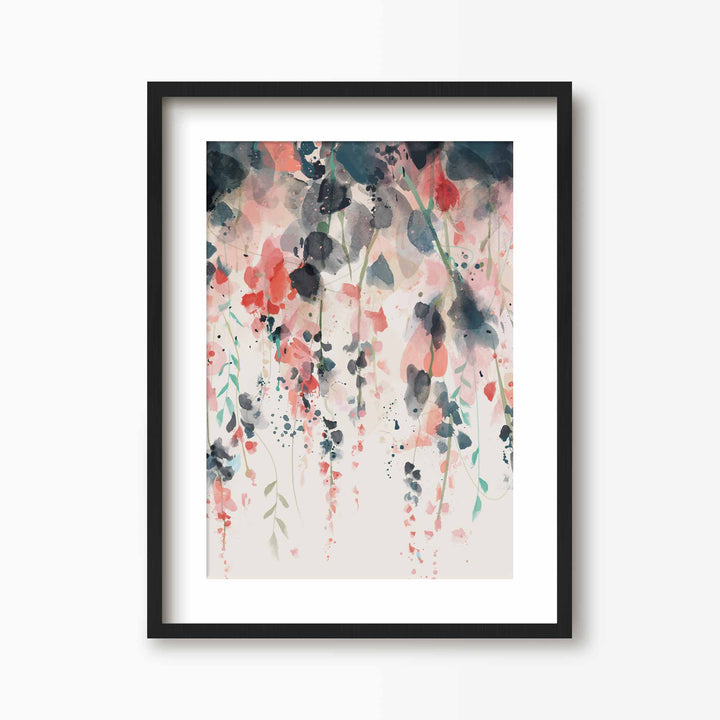 Green Lili 30x40cm / Black with mount Hanging Wisteria Flowers Print