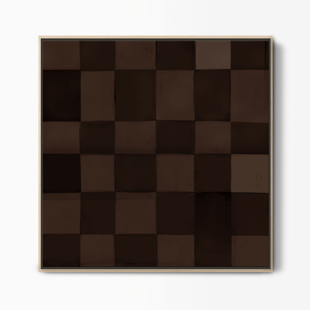 Chocolate Checkerboard Abstract Canvas Art