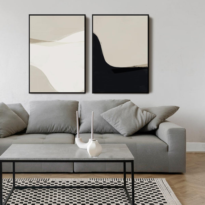 Go With The Flow & Meandering Abstract Canvas Set