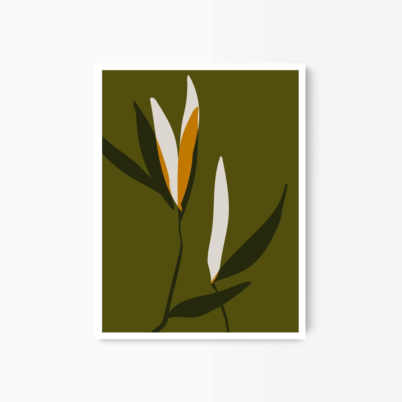 Green Lili 30x40cm / Unframed Abstract Budding Flowers Print