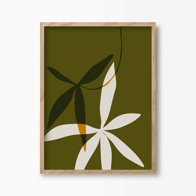 Green Lili 30x40cm / Natural Abstract Hanging Flowers Print