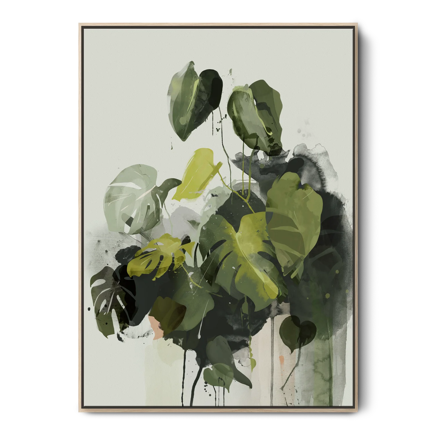 Green Lili Medium / Natural Abstract Monstera Leaf