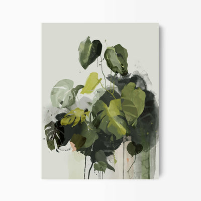 Green Lili 30x40cm / Unframed Abstract Monstera Leaf Art Print