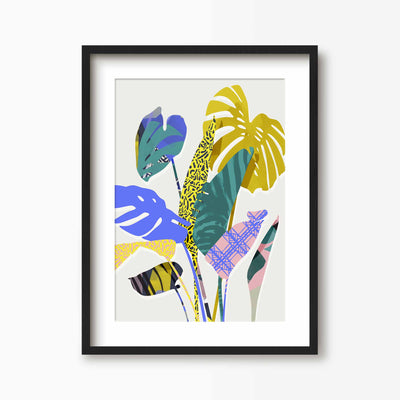 Green Lili 30x40cm / Black with mount African Roots Tropical Palms Print
