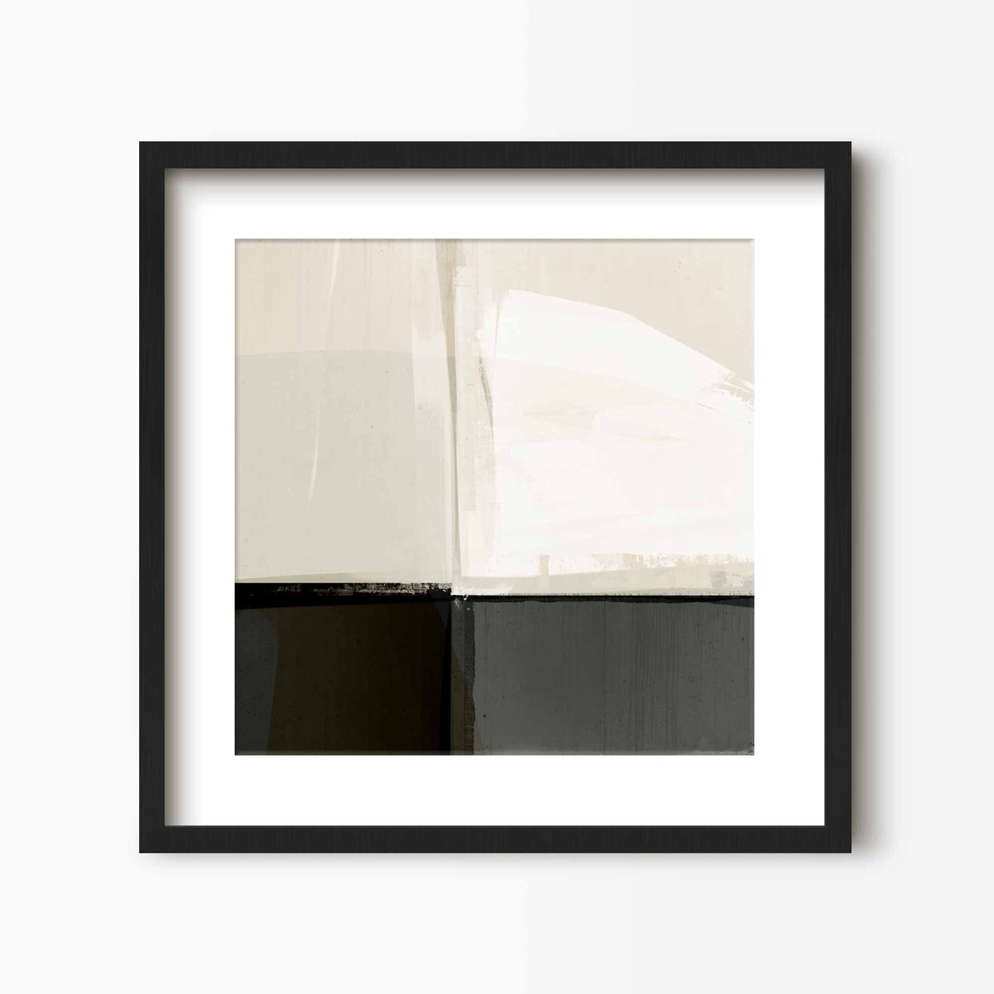 Green Lili 30x30cm / Black with mount At Ease Abstract Art Print