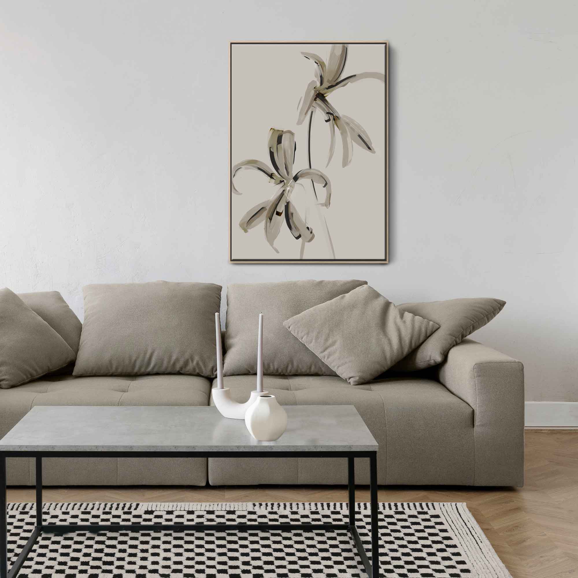 Green Lili Aztec Lily Floral Canvas Art