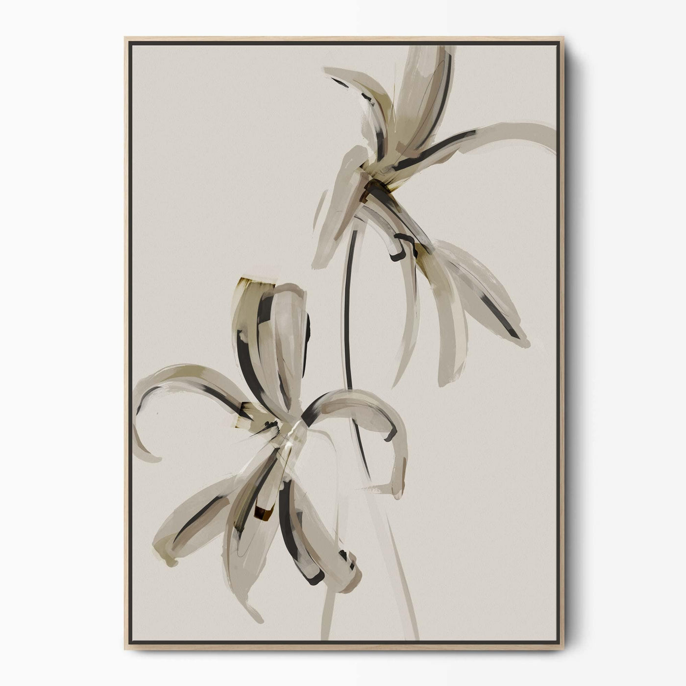 Green Lili Large / Natural Aztec Lily Floral Canvas Art
