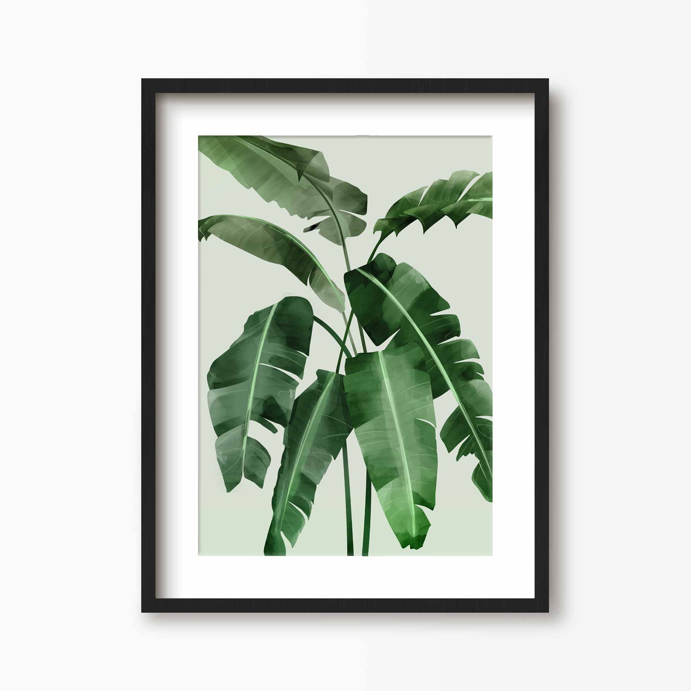 Green Lili 30x40cm / Black with mount Banana Leaves Art Print