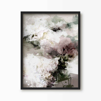 Green Lili 30x40cm / Black Bed Of Roses Abstract Floral Art Print