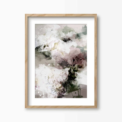Green Lili 30x40cm / Natural with mount Bed Of Roses Abstract Floral Art Print