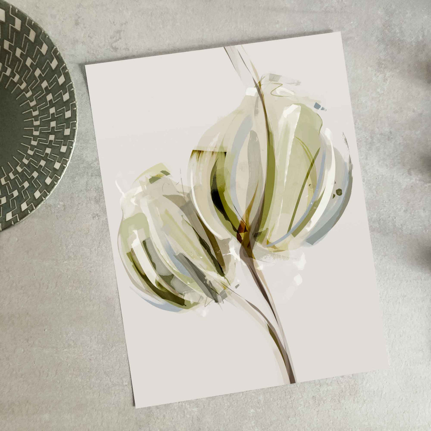 Green Lili 30x40cm / Unframed Best Buds Abstract Floral Art Print