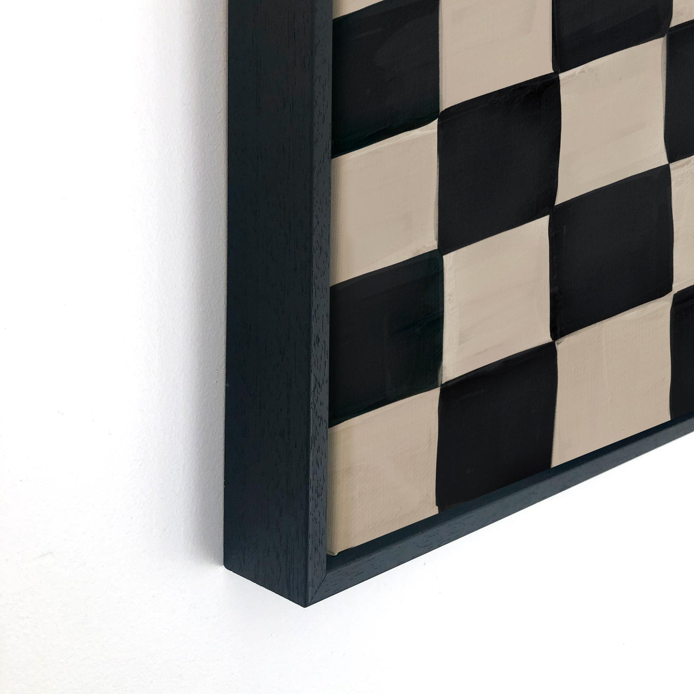 Green Lili Black & Neutral Checkerboard Framed Canvas Art