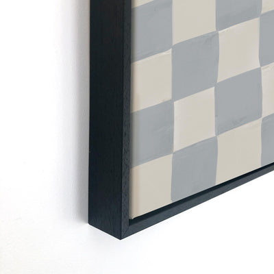 Green Lili Blue Checkerboard Framed Canvas Art