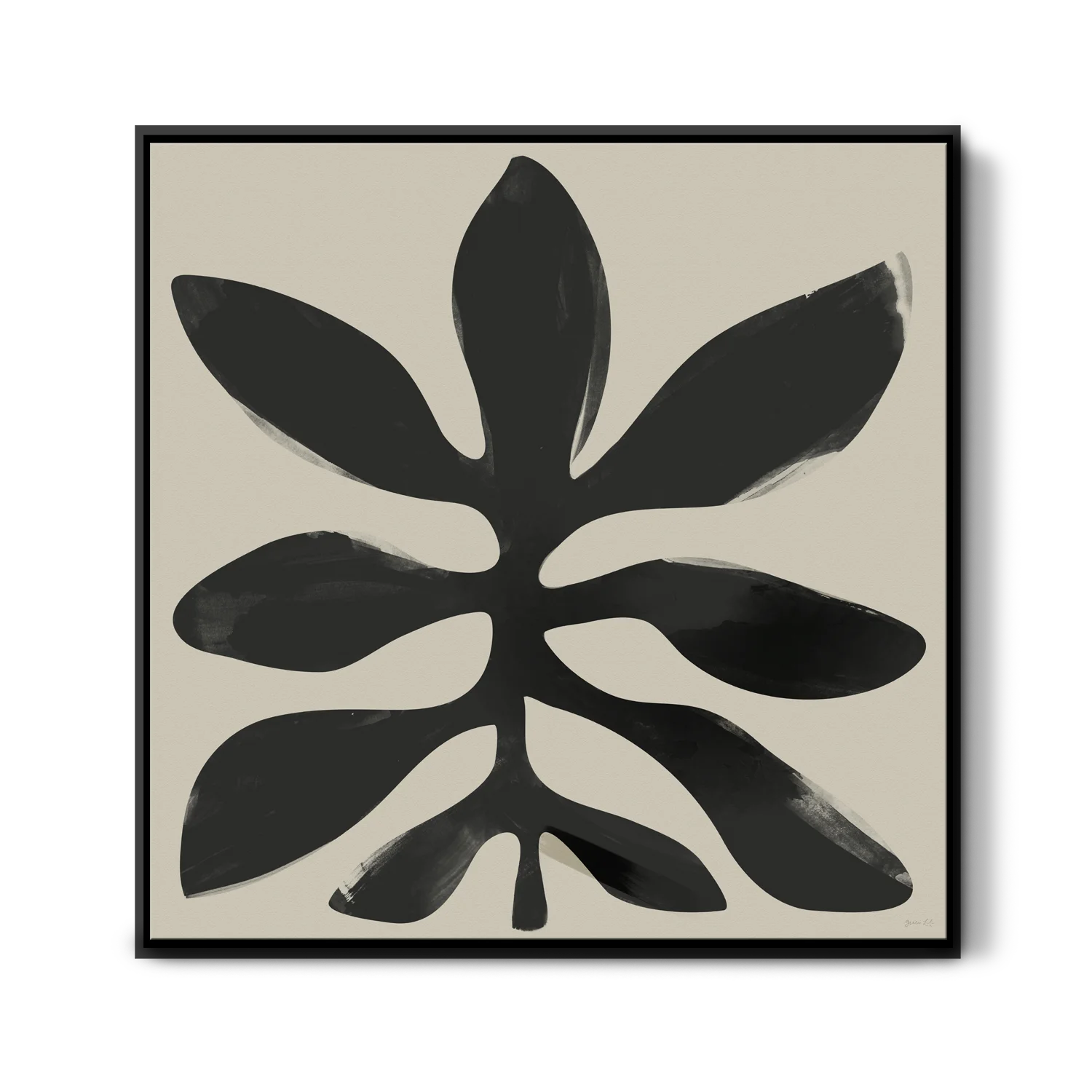 Green Lili Medium / Black Botanical Leaf