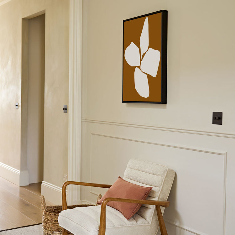 Green Lili Medium / Black Burnt Orange Anemone Flower