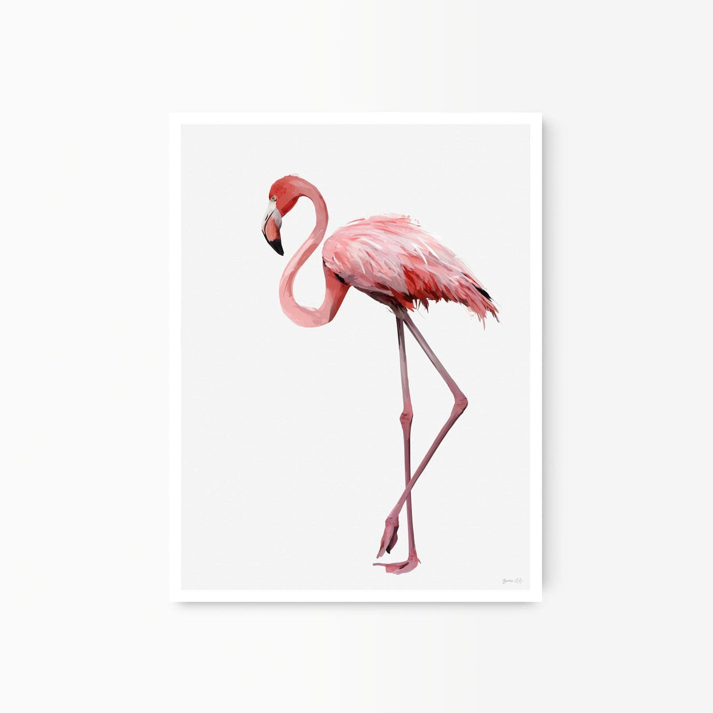 Green Lili 30x40cm / Unframed Classy Pink Flamingo Print