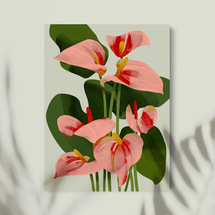 Green Lili 30x40cm / Unframed Flamingo Flowers Print