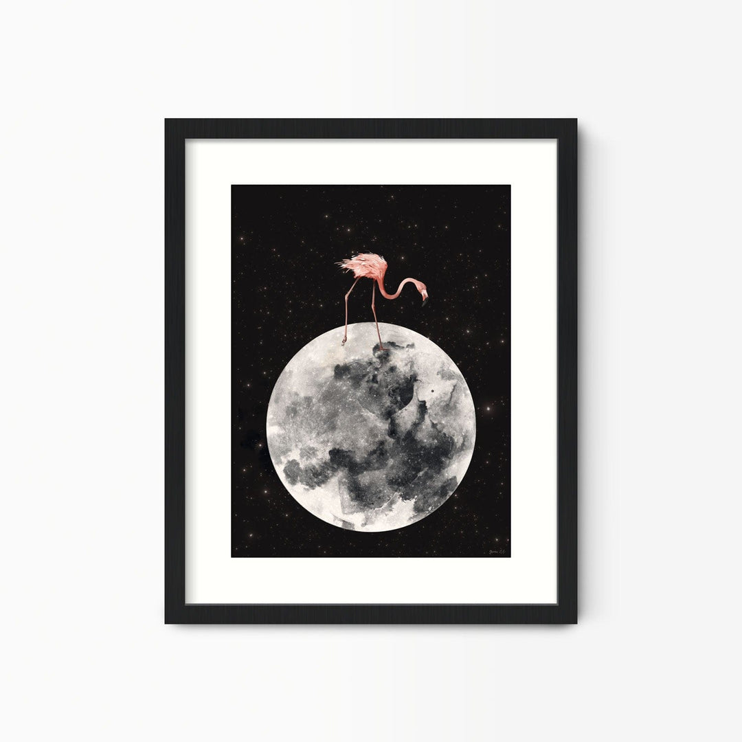 Green Lili Flamingo On The Moon Print