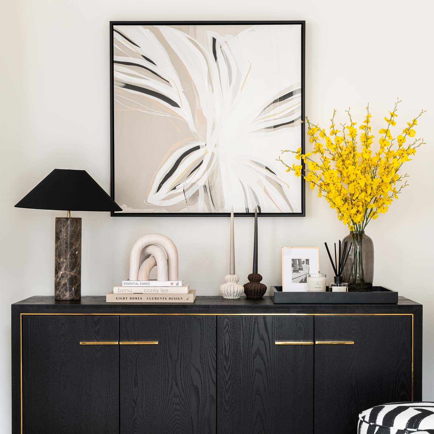 Green Lili Black Flourish Framed Botanical Canvas