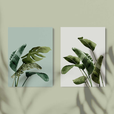Green Lili 30x40cm / Unframed Green Botanicals Wall Art Set