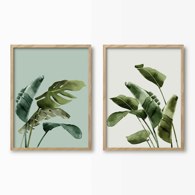 Green Lili 30x40cm / Natural Green Botanicals Wall Art Set