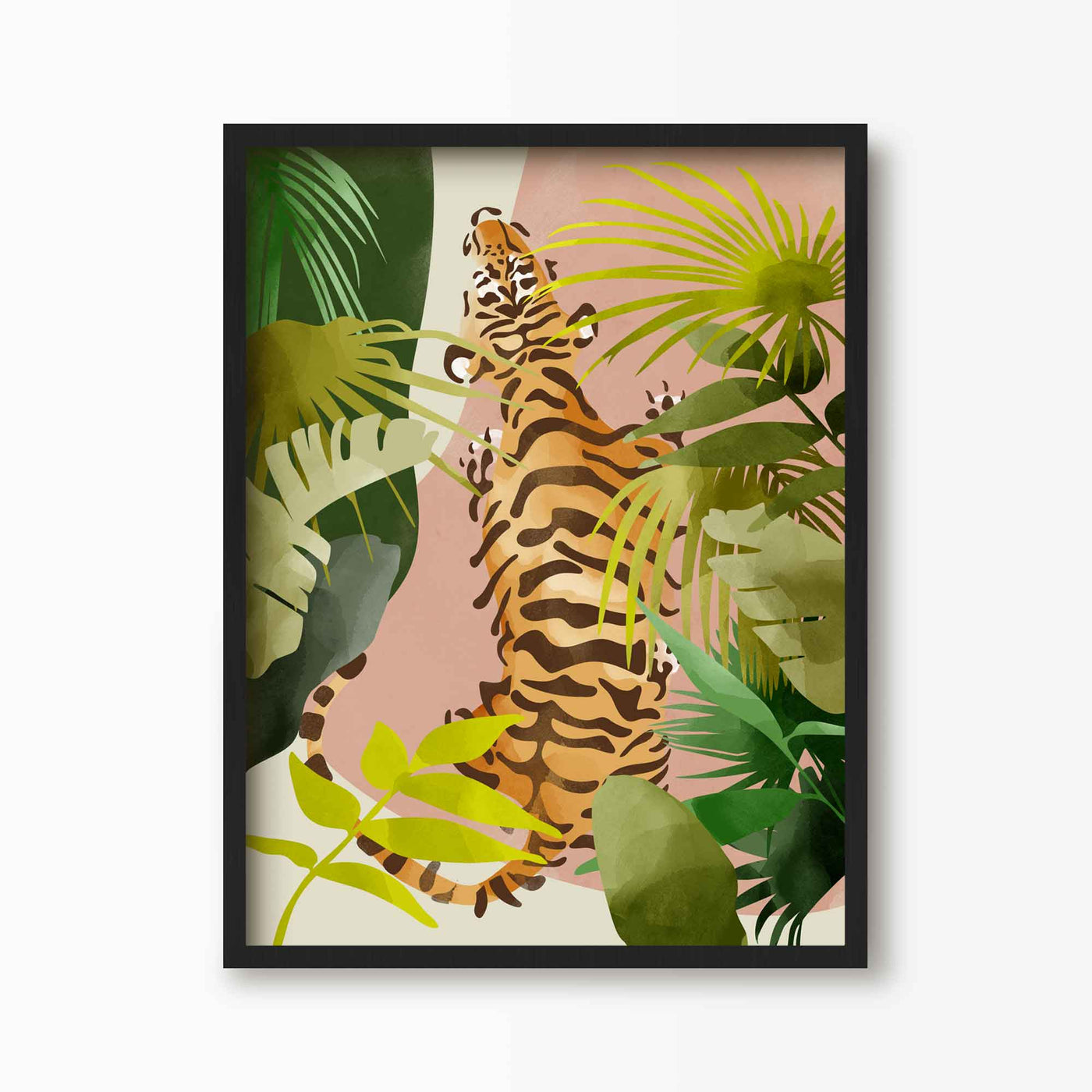 Green Lili 30x40cm / Black Jungle Tiger Art Print