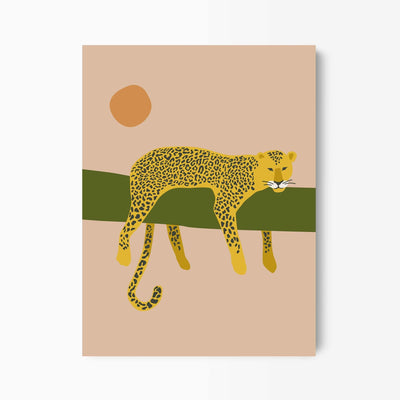 Green Lili 30x40cm / Unframed Lazy Leopard Art Print