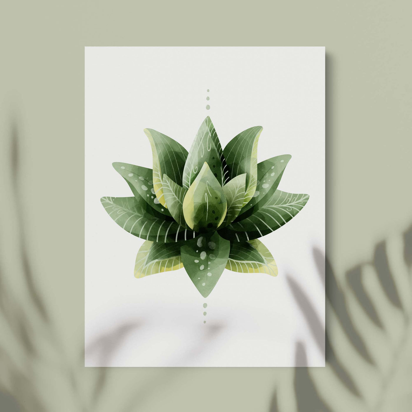 Green Lili 30x40cm / Unframed Lotus Mandala Flower Print