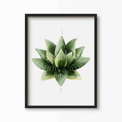 Green Lili 30x40cm / Black Lotus Mandala Flower Print