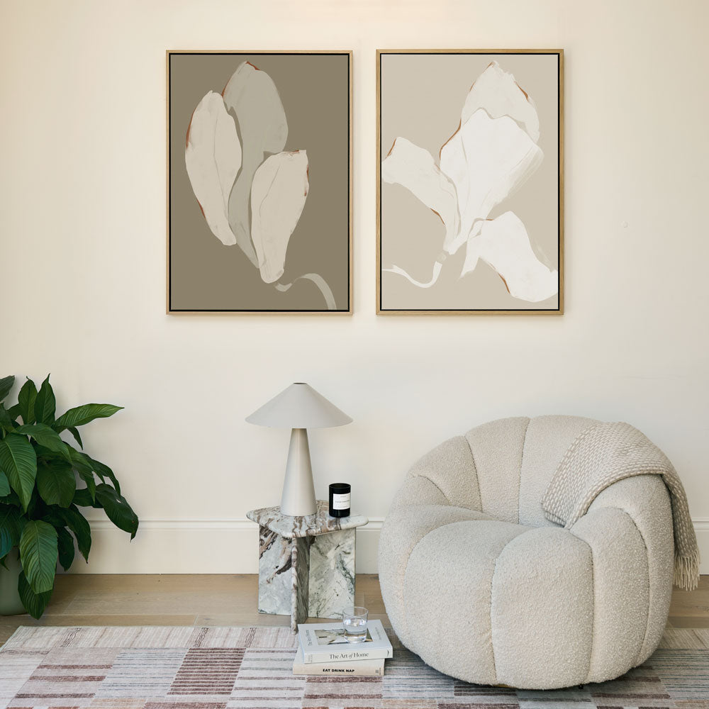 Green Lili Large / Natural Magnolia Flower Set