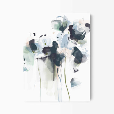 Green Lili 30x40cm / Unframed Midnight Blue Abstract Floral Print
