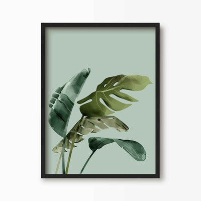 Green Lili 30x40cm / Black Mixed Palms Art Print