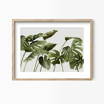 Green Lili 30x40cm / Natural with mount Monstera Leaf Landscape Print