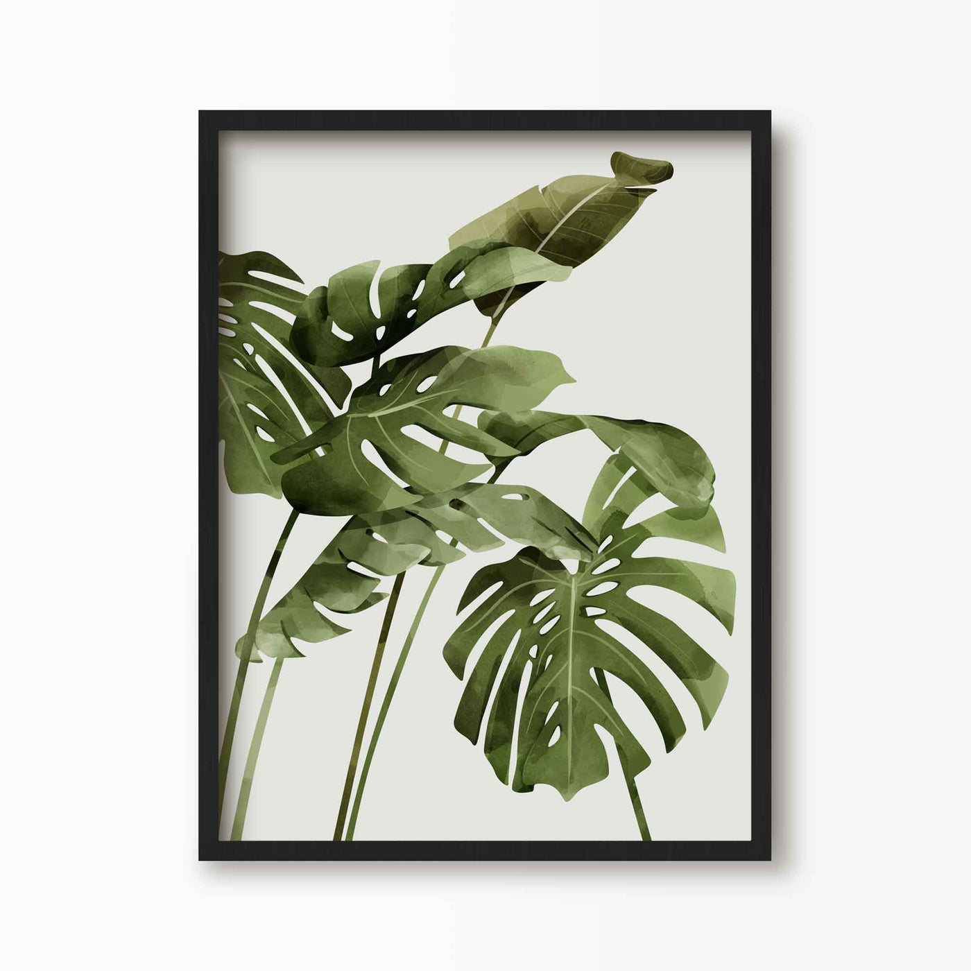 Green Lili 30x40cm / Black Monstera Palms Art Print