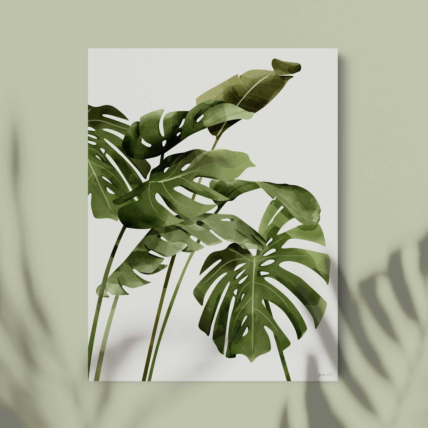 Green Lili 30x40cm / Unframed Monstera Palms Art Print