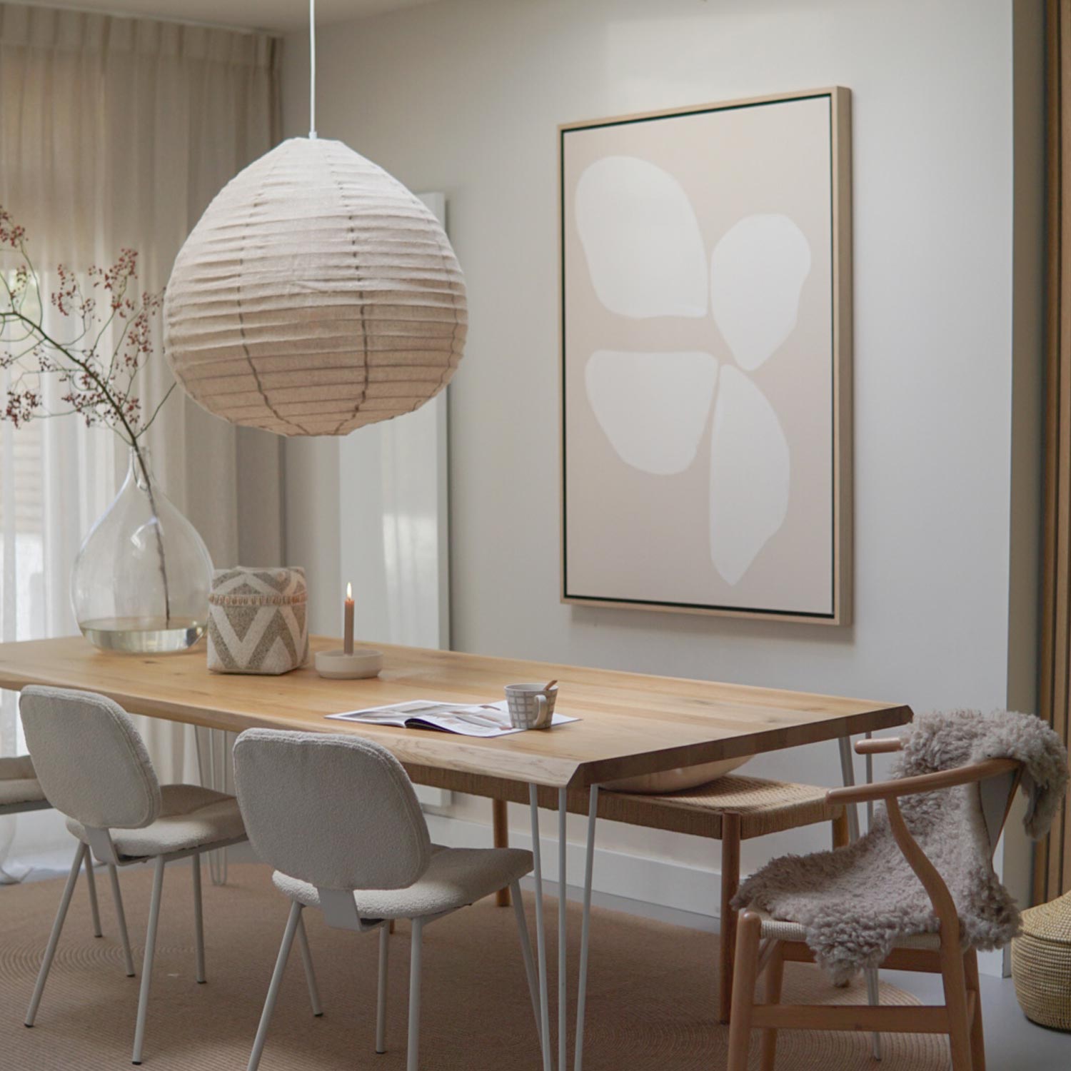 Green Lili Extra Large / Natural Neutral Anemone Flower