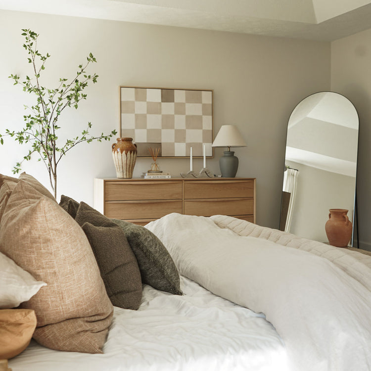 Green Lili Medium / Natural Neutral Checkerboard