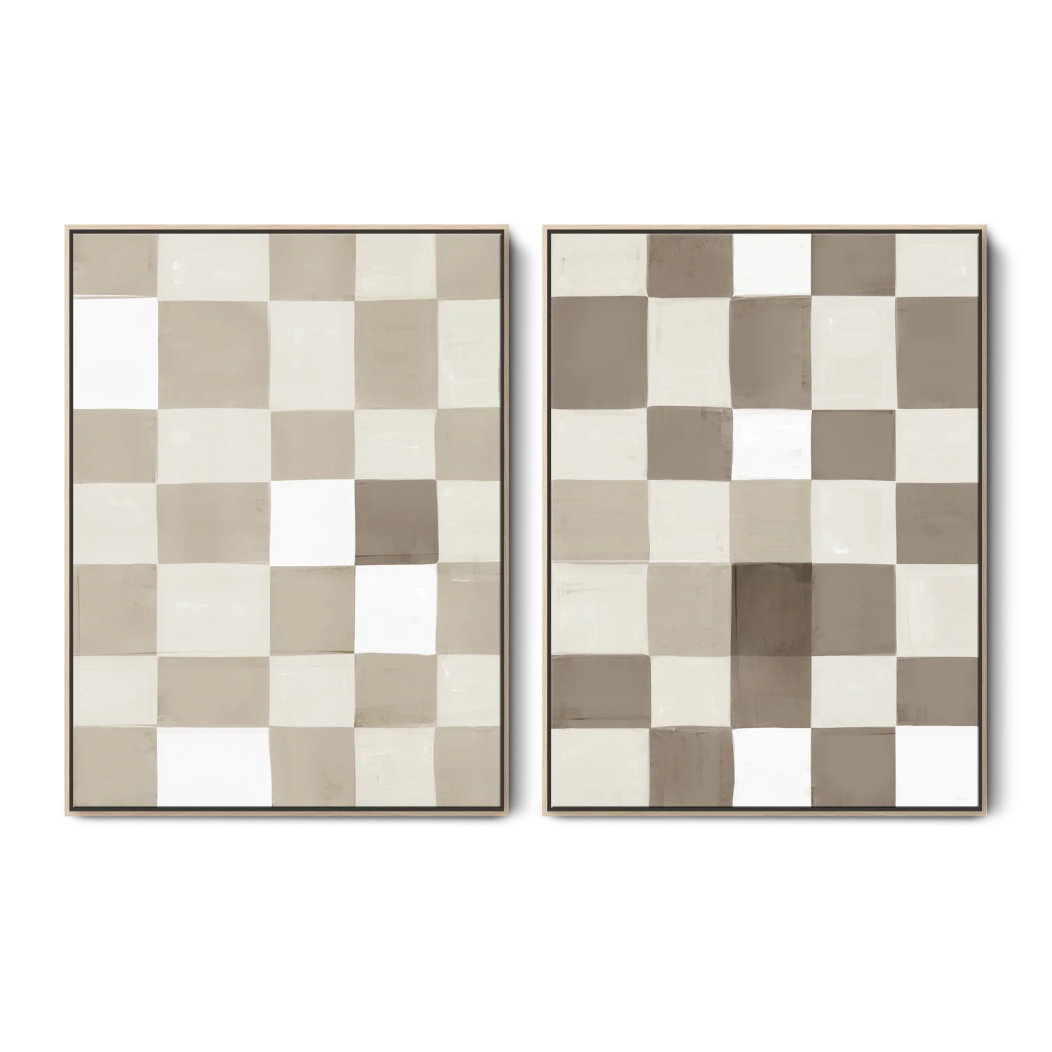 Green Lili Medium / Natural Neutral Checkerboard Set