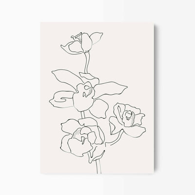 Green Lili 30x40cm / Unframed Orchid Flowers 2 Line Art Print