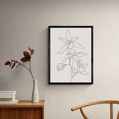 Green Lili Orchid Flowers Line Art Print