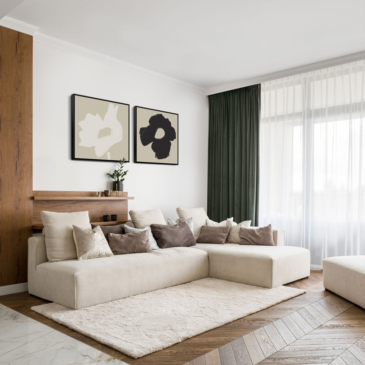 Green Lili Large / Black Oriental Poppy Set