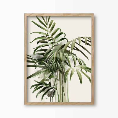 Green Lili 30x40cm / Natural Parlour Palm Botanical Art Print