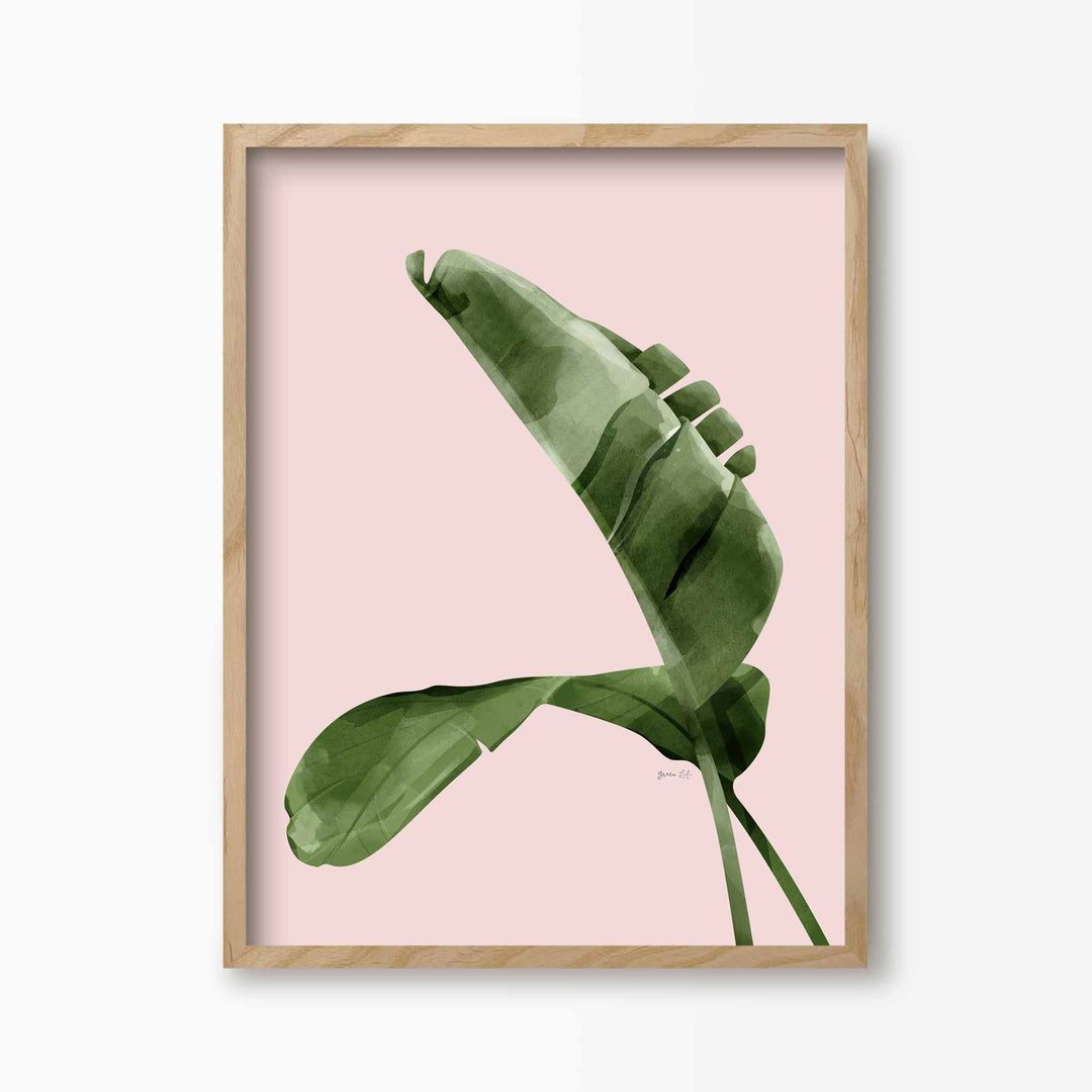 Green Lili 30x40cm / Natural Pink Banana Leaves Print