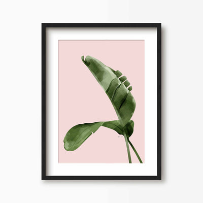 Green Lili 30x40cm / Black with mount Pink Banana Leaves Print