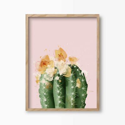 Green Lili 30x40cm / Natural Pink Flowering Barrel Cactus Print
