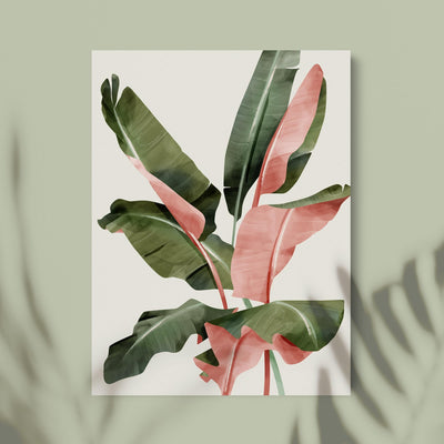 Green Lili 30x40cm / Unframed Pink & Green Banana Leaves Art Print