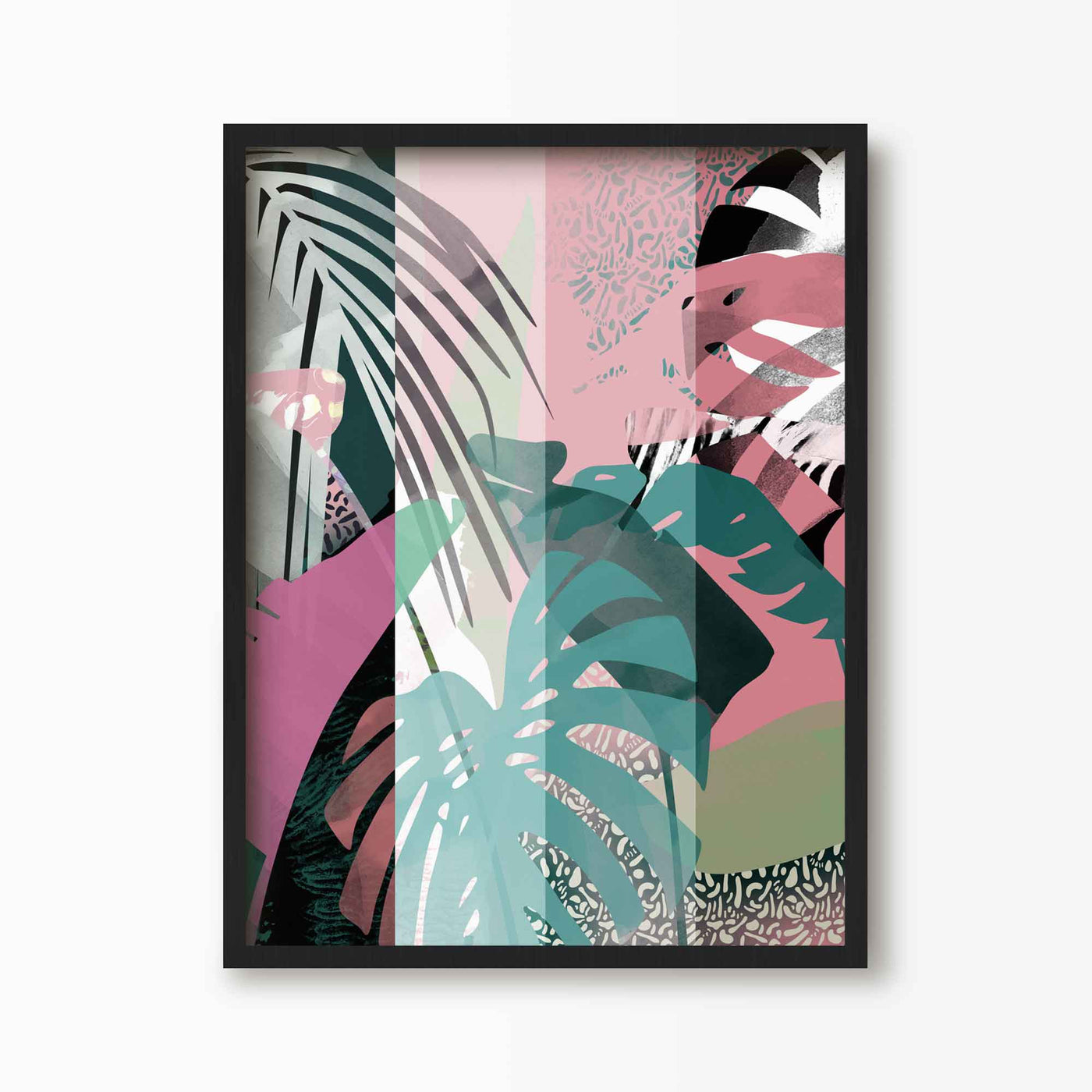 Green Lili 30x40cm / Black Pink & Green Tropical Print