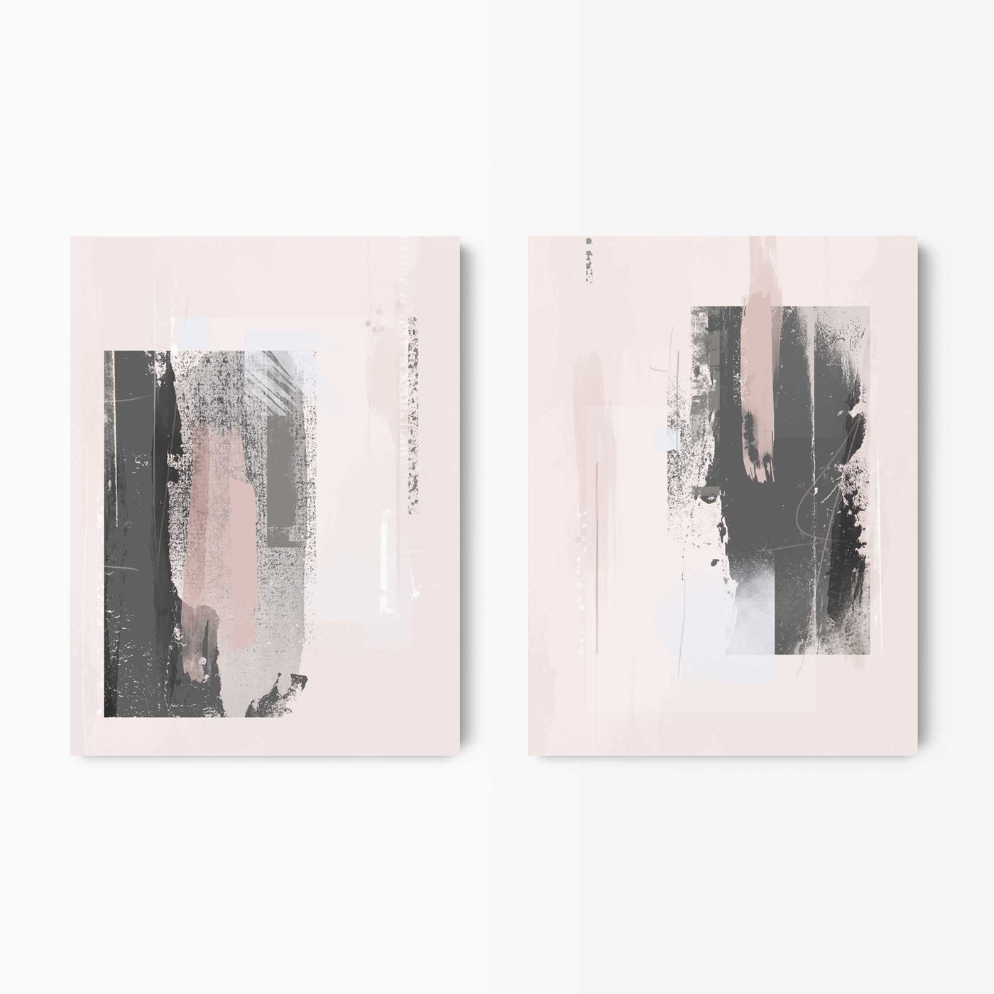 Green Lili 30x40cm / Unframed Pink & Grey Abstract Wall Art Set