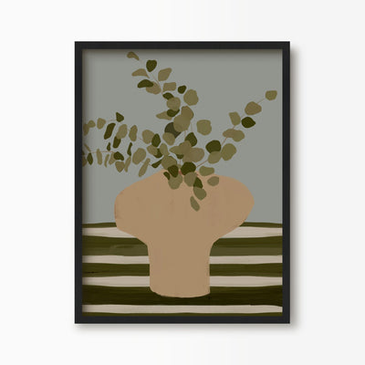 Green Lili 30x40cm / Black Potted Eucalyptus Art Print