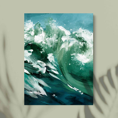 Green Lili 30x40cm / Unframed Ride the Wave Ocean Art Print